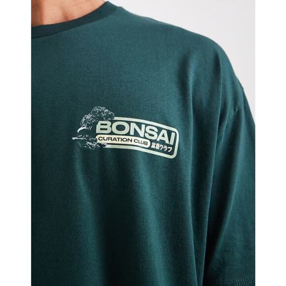 ASOS Design Bonsai Graphic Tee Boxy Oversized Fit Green XL Streetwear Unisex - Picture 7 of 11